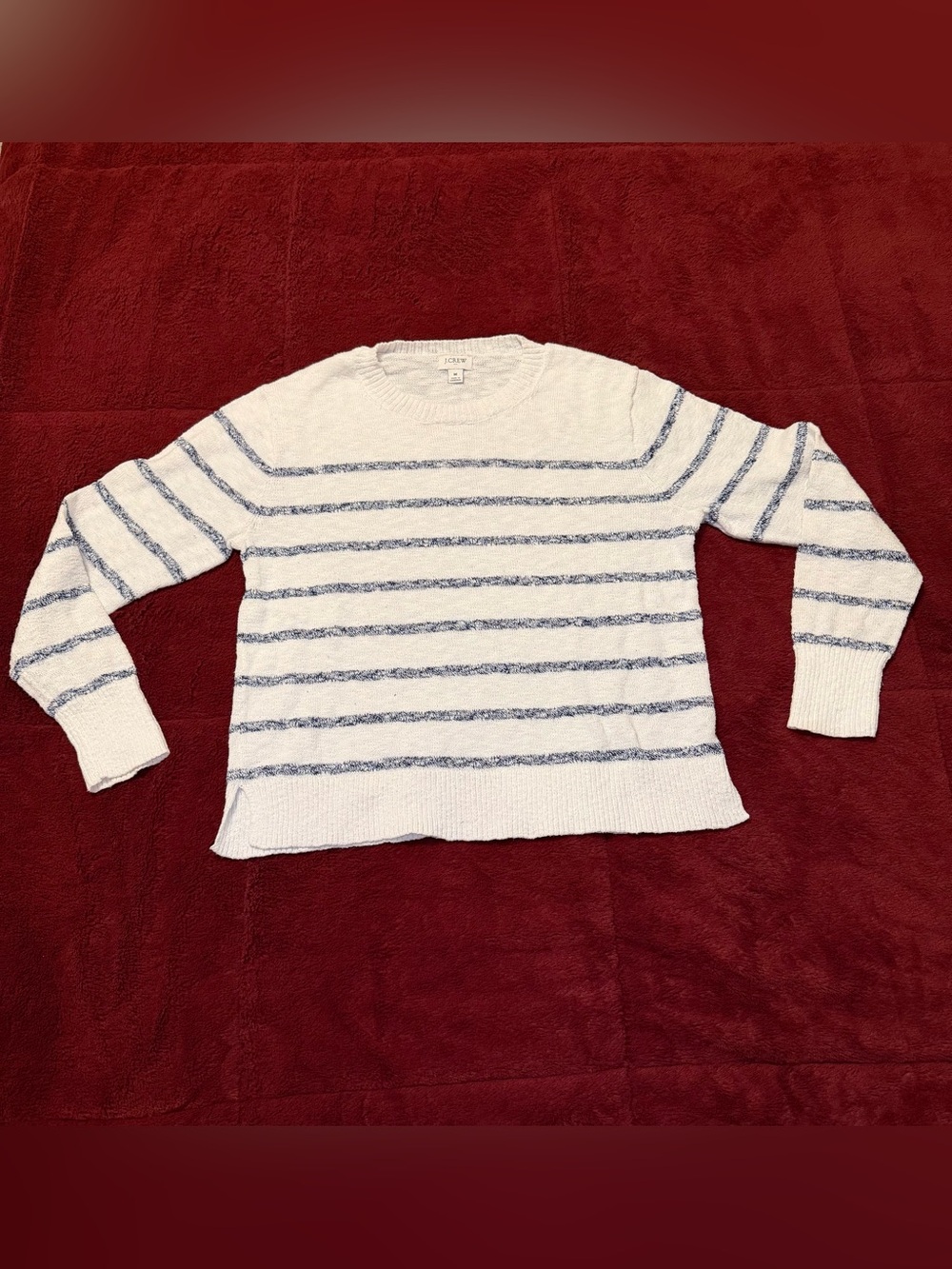 J.Crew Factory Striped Crewneck Beach Sweater White Navy M